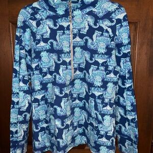 Lilly Pulitzer Teal and Blue Patterned Garment